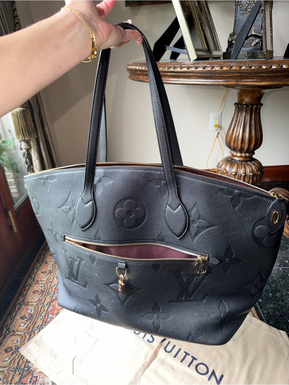 Louis Vuitton Black Monogram Leather Tote